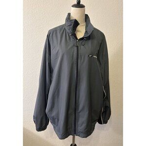 Men's Reebok Gray &‎ Black Long Sleeved Zipper Windbreaker Jacket Size Large